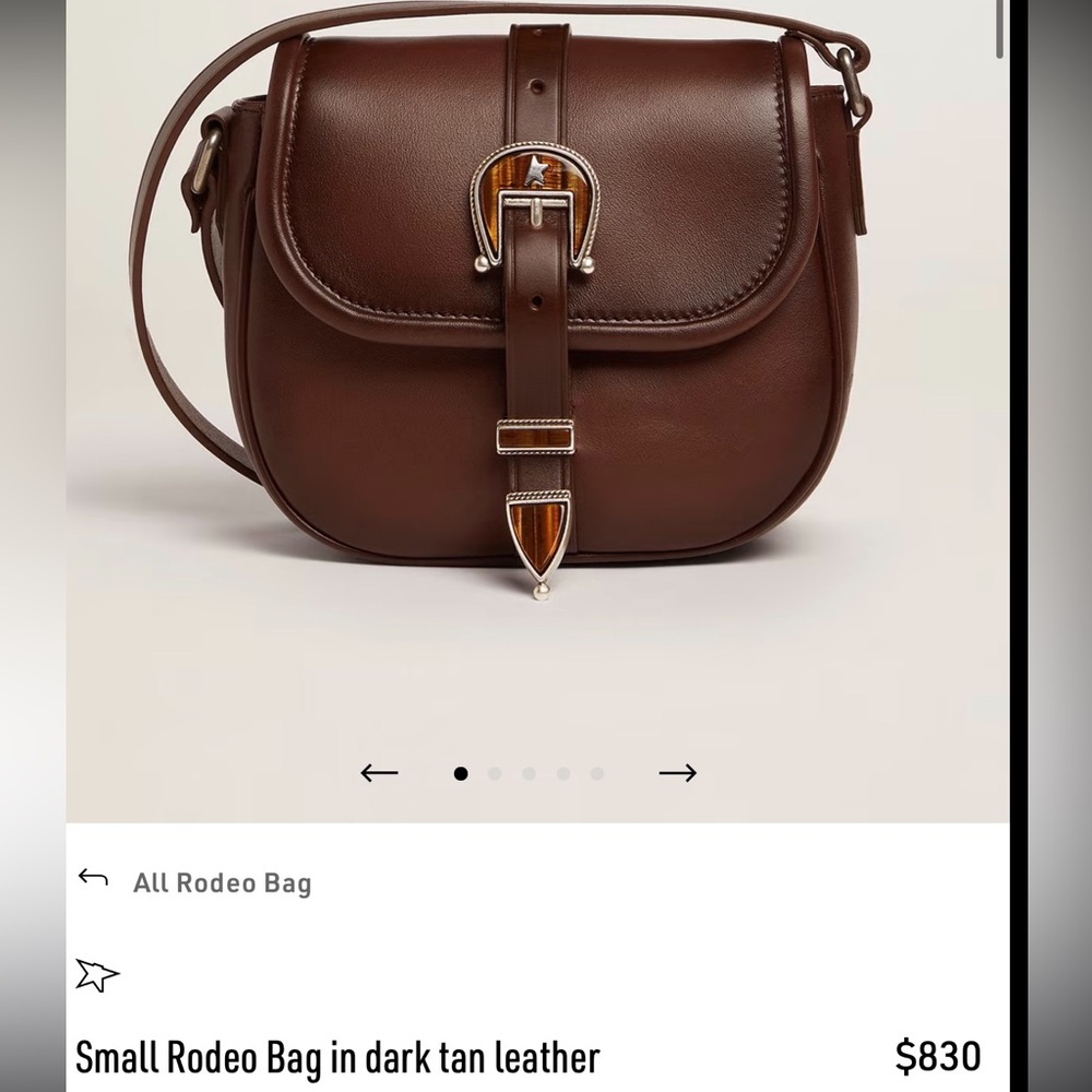 Golden Goose Small Rodeo Bag in Dark Tan Leather - Picture 8 of 14